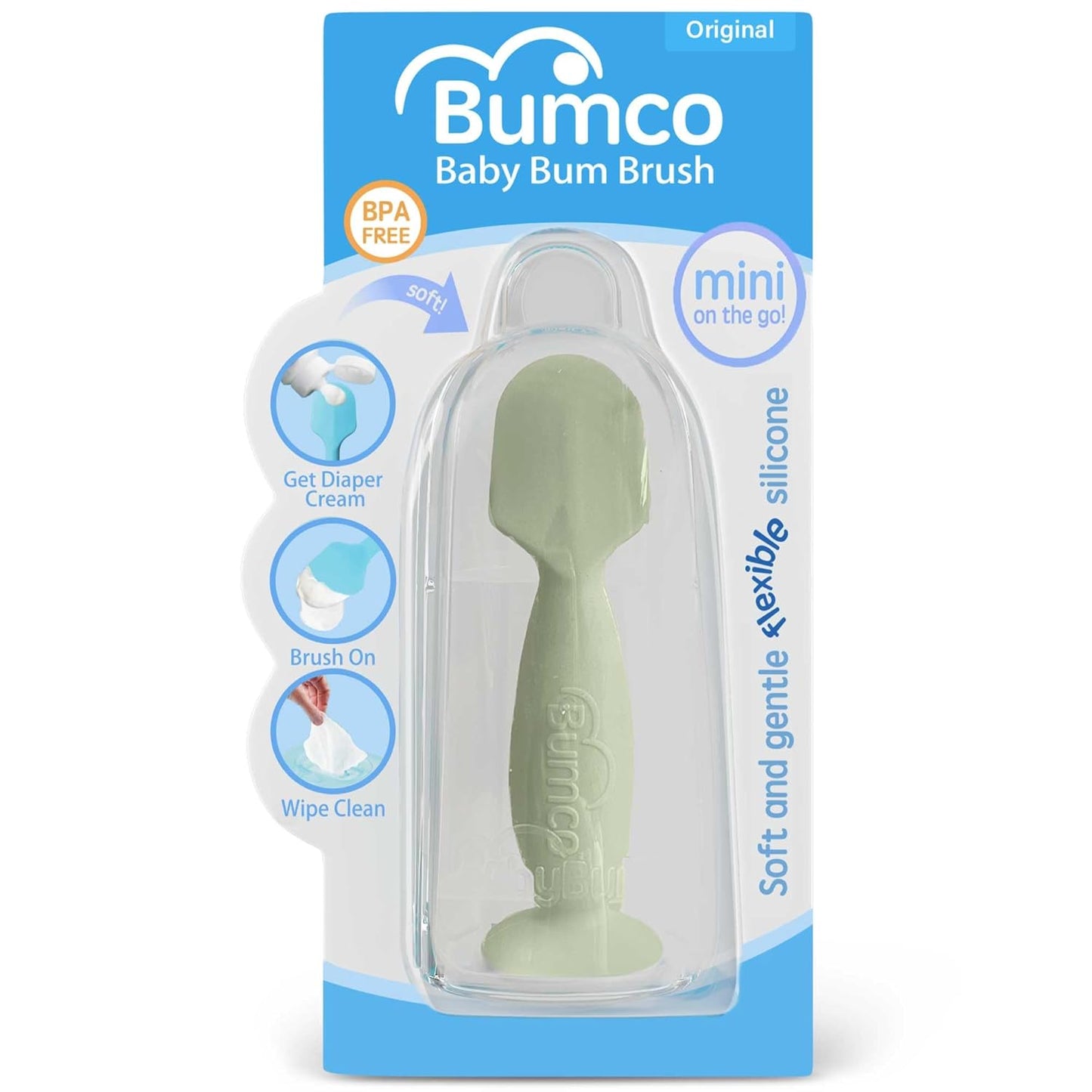 Bumco Diaper Cream Spatula (Mini) - BPA-free Butt Paste Diaper Cream Applicator, Soft & Flexible Diaper Rash Cream Applicator, Butt Spatula Baby, Mom-Invented Diaper Bag Essentials (Sage Green)