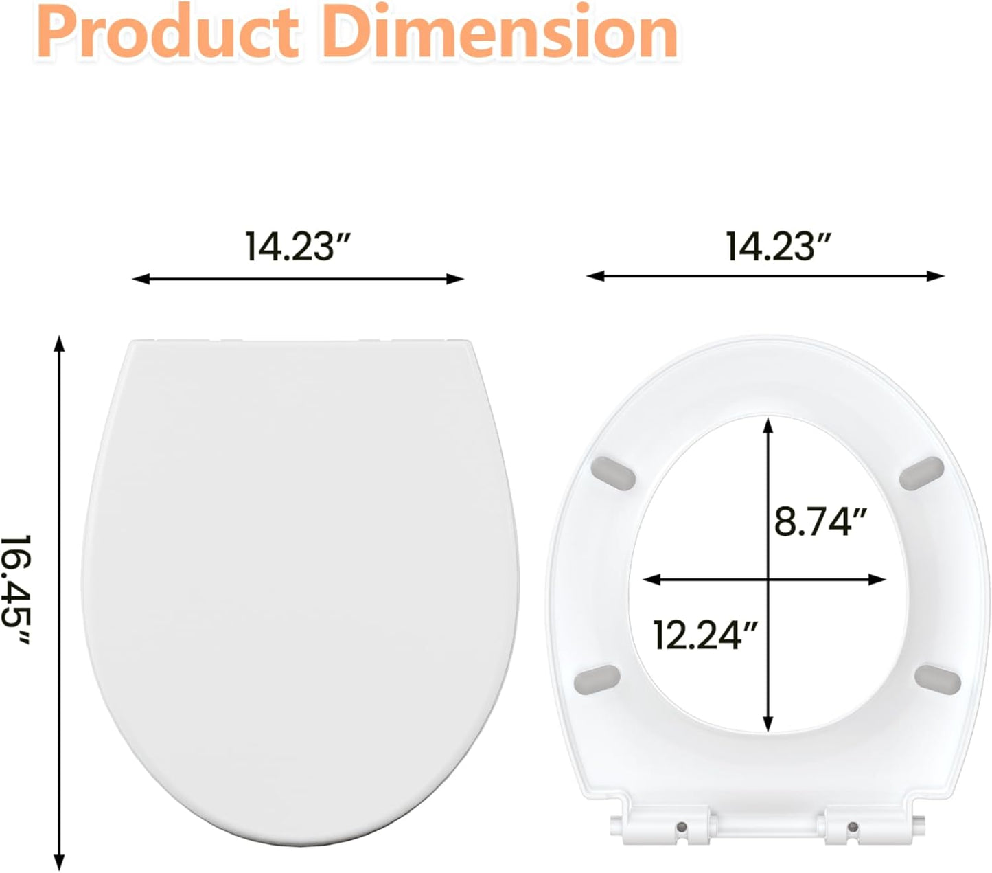Toilet Seat with Toddler Seat Elongated, PP Material Family Toilet Seat Cover, Soft Close Adult & Toddler Seats, Easy to Clean, Safe Potty Training Solution for Kids, Bathroom Upgrade for Home