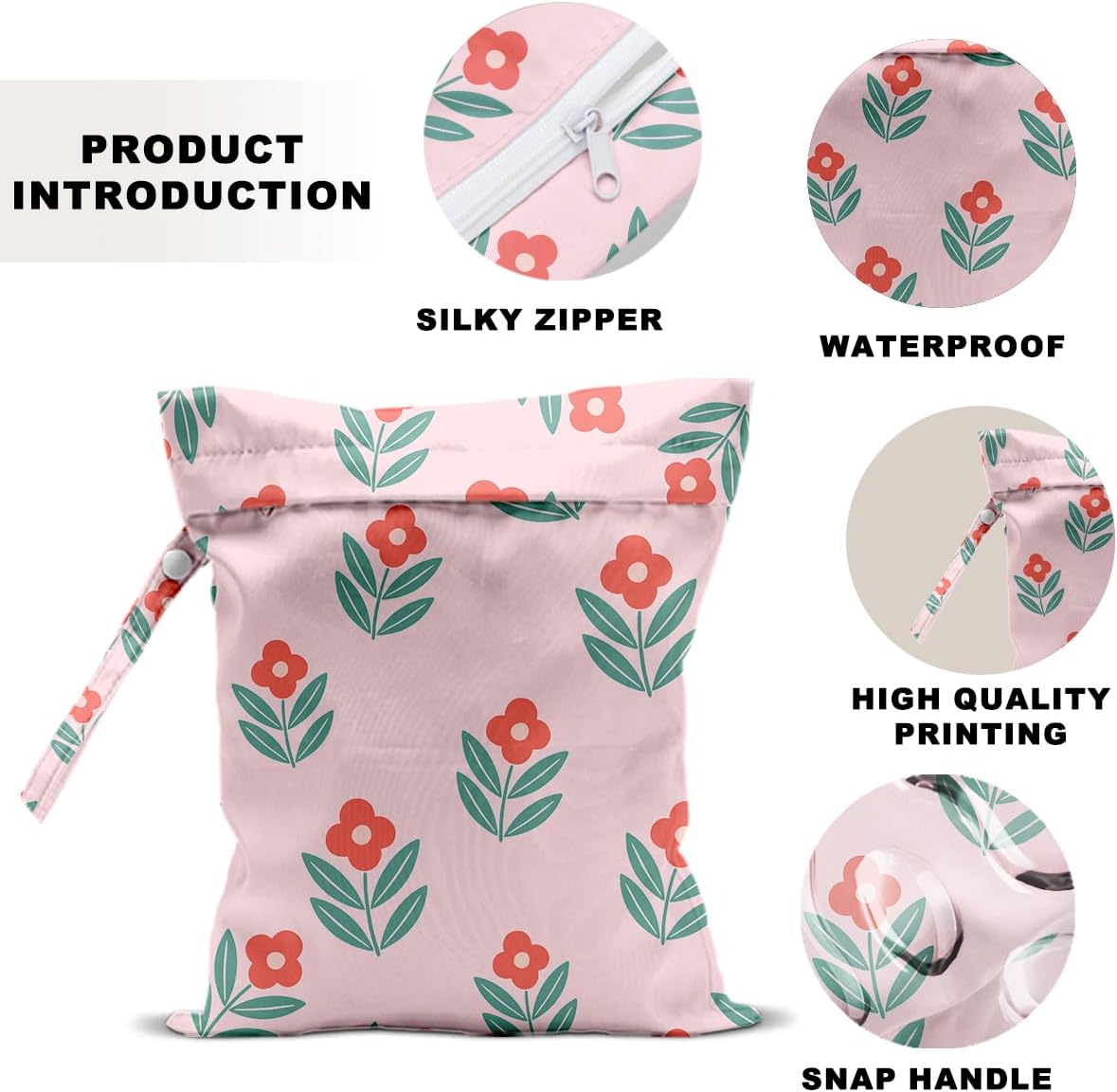 Unicorn Wet Dry Bag 12x10 Inch, Waterproof Reusable Wet Bag with Two Zippered Pockets & Handle for Swimsuit Travel Beach Pool Gym Stroller Dirty Yoga Gym Clothes Toiletries Daycare Organizer