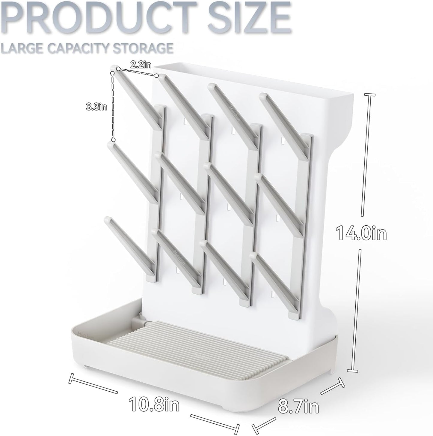 Baby Bottle Drying Rack: Large Vertical Bottle Dryer Rack Holder - Space Saving Standing Drying Rack for Baby Bottles and Pump Part Cleaning（Beige）