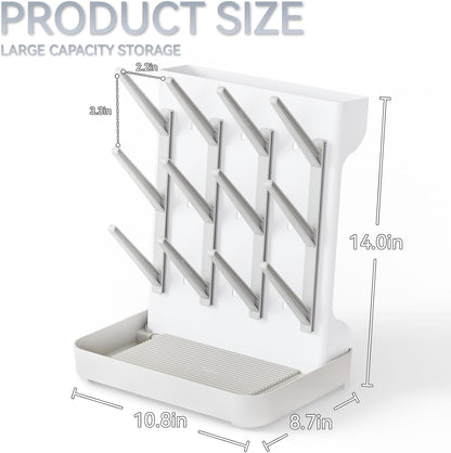 Baby Bottle Drying Rack: Large Vertical Bottle Dryer Rack Holder - Space Saving Standing Drying Rack for Baby Bottles and Pump Part Cleaning（Beige）