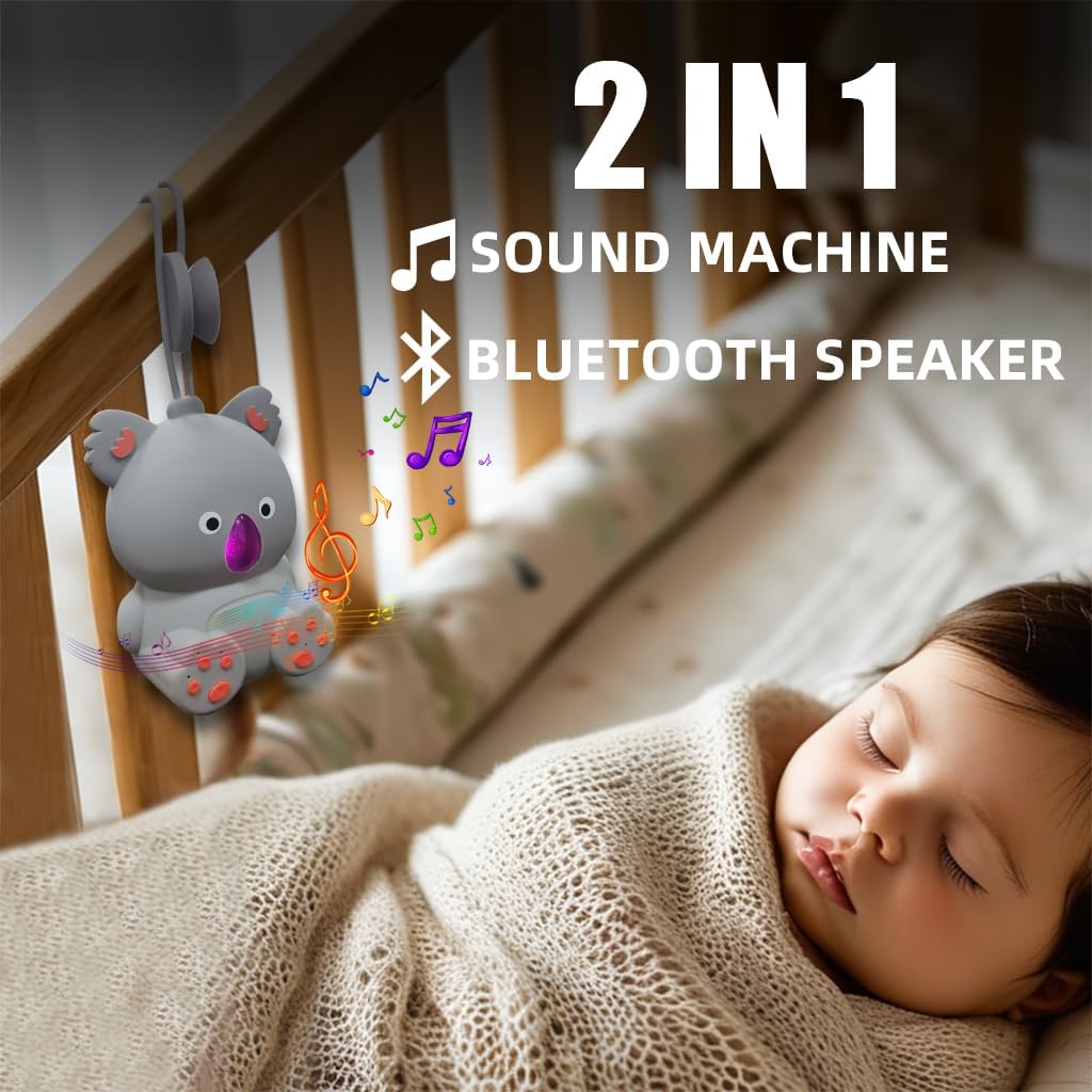 Baby White Noise Machine with Bluetooth Speaker & Timer | Portable Infant Sleep Aid, Sleeping Music Soothing Sounds for Nursery, Travel, Crib & On-The-Go