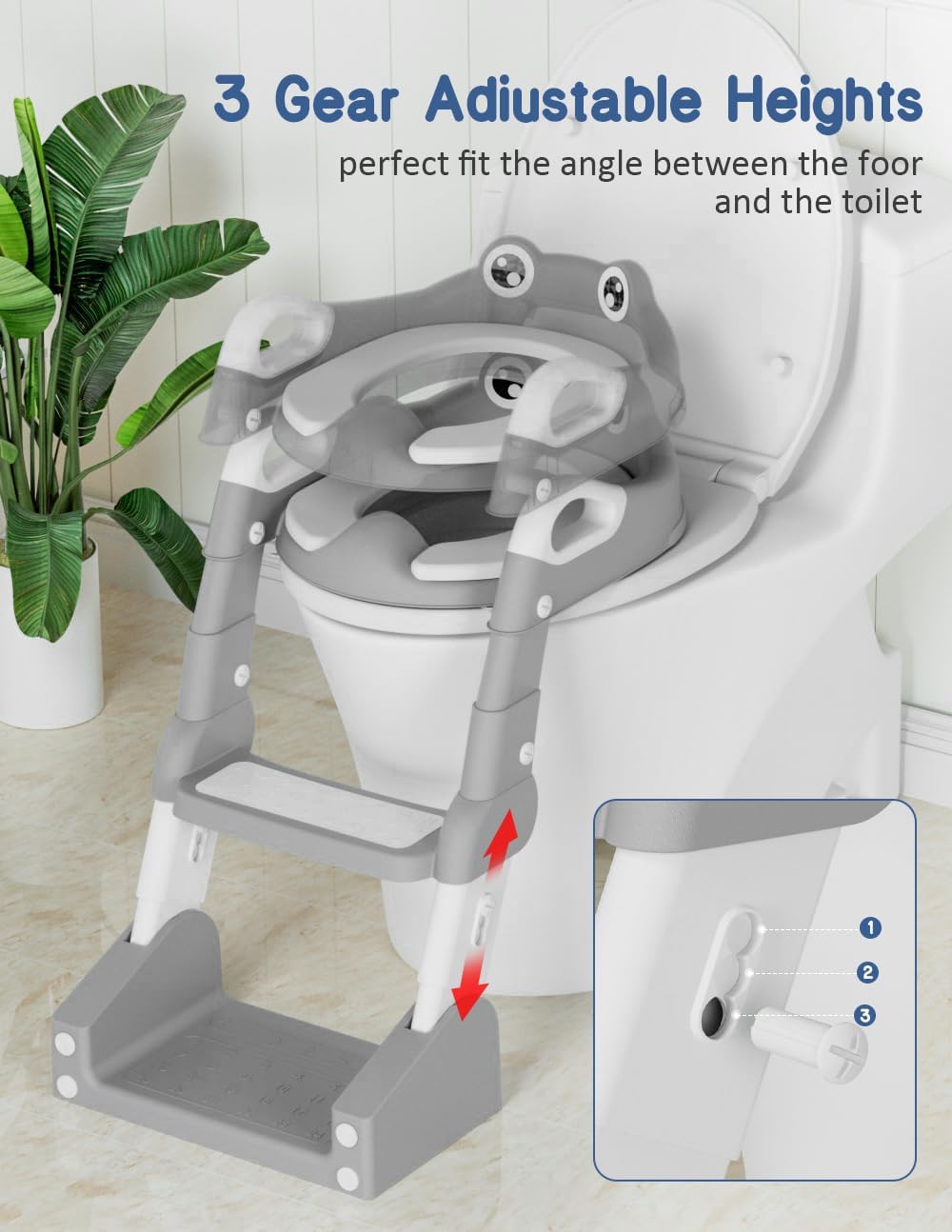 Potty Training Seat, Toddler Potty Training Toilet, Upgrade 2 In 1 Toddler Toilet Seat with Steps Stool Splash Guard and Anti-Slip Pad Soft Cushion, Potty Seats for Toddlers Baby Kids (Pink)