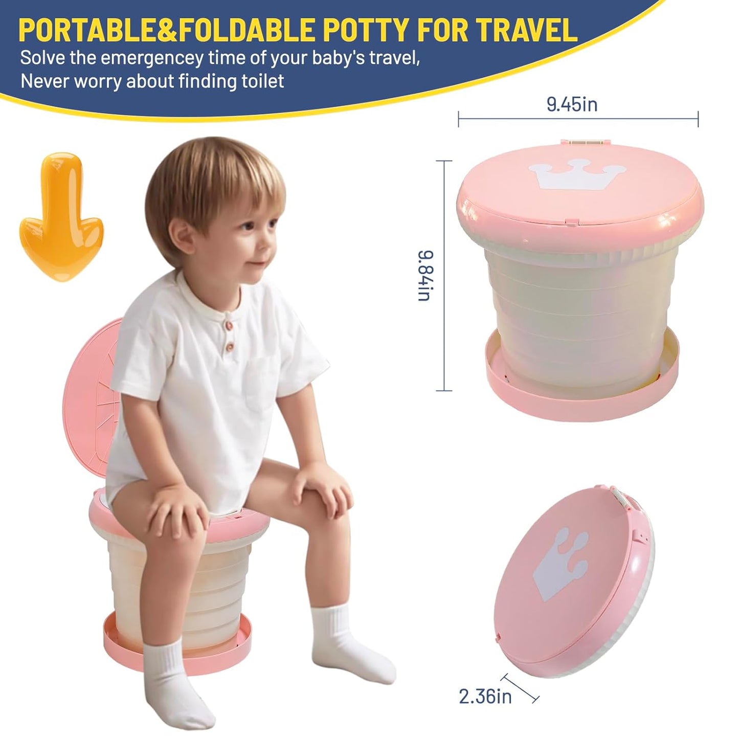 SunnySmile portable, foldable potty seat for toddler, Training Toilet Seat Emergency Toilet for Car, Camping, Outdoor, indoor (grey, small)