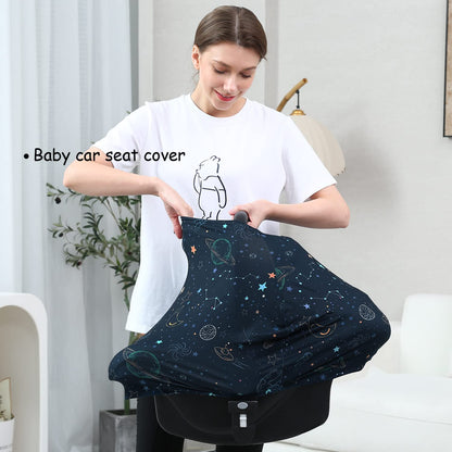 Car Seat Covers for Babies - Multi-use Carseat Canopy Cover Breastfeeding Covers, Stroller Canopy Cover (Navy Dinosaur)