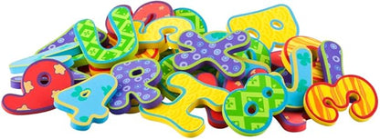 Nuby Floating Bath Tub Alphabet and Numbers Set - Soft Foam Waterproof Letters and Numbers - 36 Pieces - Educational Bath Toys for Kids - 3+ Years