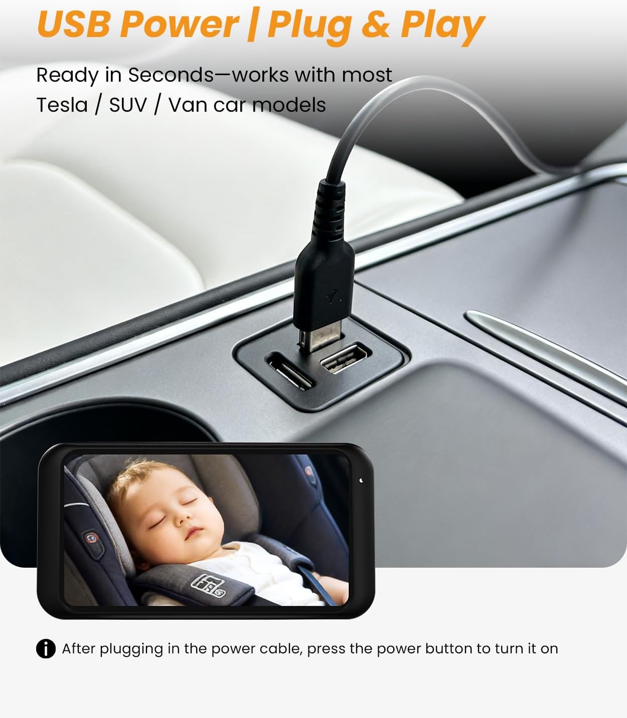 Babyvue Baby Car Camera HD 1080P with Video Recording & Playback, 4.5" Car Baby Monitor with Auto IR Night Vision, USB Plug & Play, Rear Facing Car Seat Camera for Kids/Infants,BV2MAX White