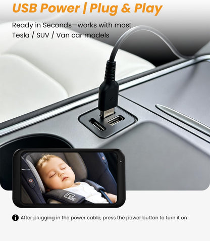 Babyvue Baby Car Camera HD 1080P with Video Recording & Playback, 4.5" Car Baby Monitor with Auto IR Night Vision, USB Plug & Play, Rear Facing Car Seat Camera for Kids/Infants,BV2MAX White