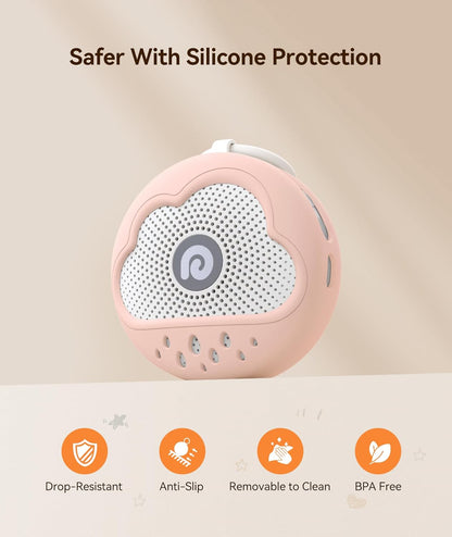Dreamegg White Noise Machine - Portable Sound Machine Baby with Safe Silicone Cover, Features Powerful Battery, 21 Soothing Sound, Noise Canceling for Sleeping, Baby Registry Gift, Nursery(Blue)