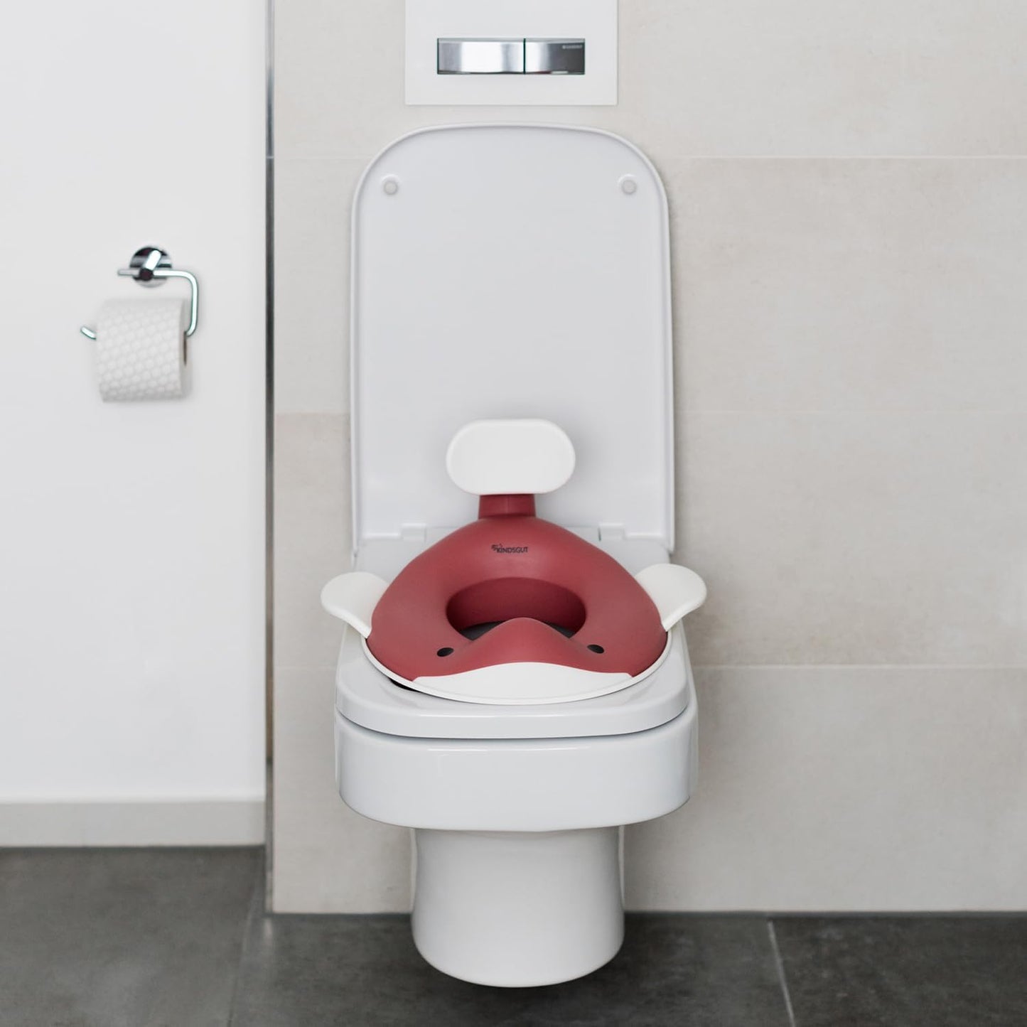 Kindsgut Whale Potty Training Seat for Toddlers – Kids Toilet Seat with Backrest, Non-Slip, Fits Round & Oval Toilet Seats, Designed in Germany, Peach