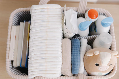 Diaper Caddy Organizer - Mint Curdoroy Baby Storage Bin for Nursery & Car | Baby Shower Basket & registry Essential