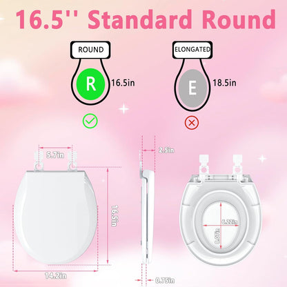 Aünsffer Toddler Toilet Seat with Potty Training Seat Round 16.5inch, 2 in 1 Toilet Seat for Family Built-in Baby Seat Removable, Soft Close + Easy Clean, PP Safe Material, Pink