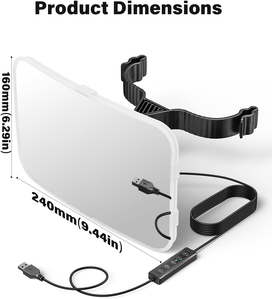TAZENI Baby Car Mirror - LED Light Baby Car Seat Mirror for Rear Facing with 175° Wide Clear View Anti-Glare, 360° Rotation, Shatterproof, Crash Tested, Safety & Easy Install, espejo para carro bebe