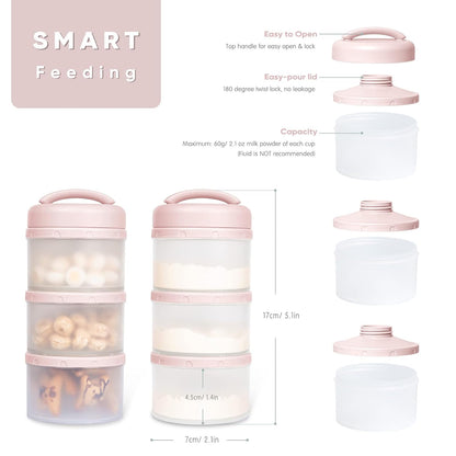 Termichy Stackable Formula Dispenser Portable Milk Powder Container, 2 Pack, Warm Grey