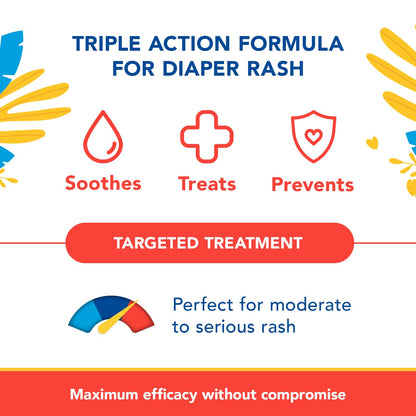 Triple Paste 3X Max Diaper Rash Ointment for Baby, Maximum Strength with 40% Zinc Oxide Ointment for Serious Diaper Rash, 6 oz Tube