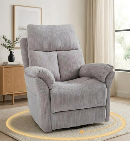 Swivel Rocker Chair, 360°Swivel Rocker Chairs with High Back Arms, Rocking Lazy Boy Chairs, Upholstered Swivels Corduroy Glider for Living Room, Bedroom, Nursing, Beige