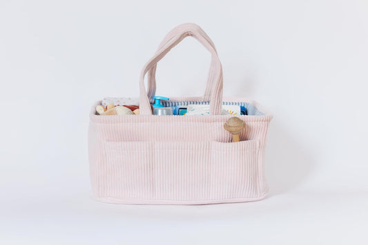 Diaper Caddy Organizer - Mint Curdoroy Baby Storage Bin for Nursery & Car | Baby Shower Basket & registry Essential