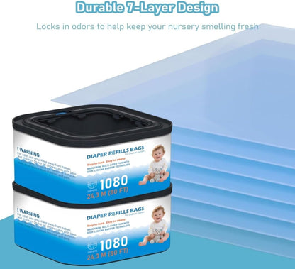 Standard Square Refills Disposal Bags Refill Compatible with Diaper Genie Compact, Select (Not Fit Classic Version Pails), Hold Up to 165 Newborn-Sized Diapers Per Refill, 6 Packs