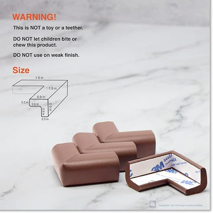 Roving Cove Slimfit Corner Edge Protector for Baby Proofing (Small 15ft Edge 4 Corners), Furniture Safety Bumper Guard, Soft NBR Rubber Foam, 3M Adhesive, Coffee Brown