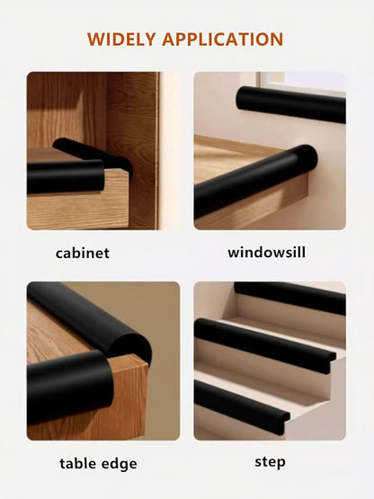 Baby Proof Edge Corner Protector, 16.4FT 0.47''Th L-Shape Furniture Corner & Edge Safety Bumpers with 10 Corners, Pre-Taped, Soft NBR Rubber Foam Desk Edge Cushion Wall Corner Protector (Black)