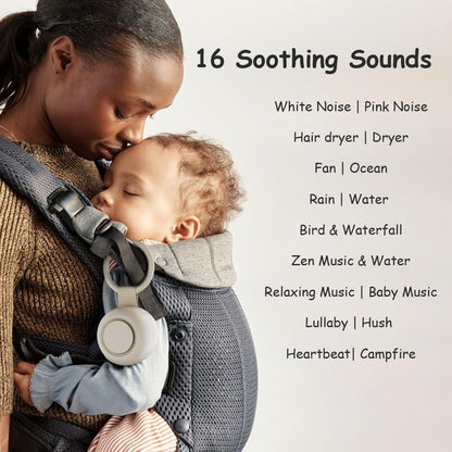 Portable Sound Machine for Baby Kids | White Noise | Sleep Soother | 16 Soothing Sounds | Timer | Memory Function | 30H | Shush | Travel | Registry Gift | Newborn Essentials | Extended Battery Edition