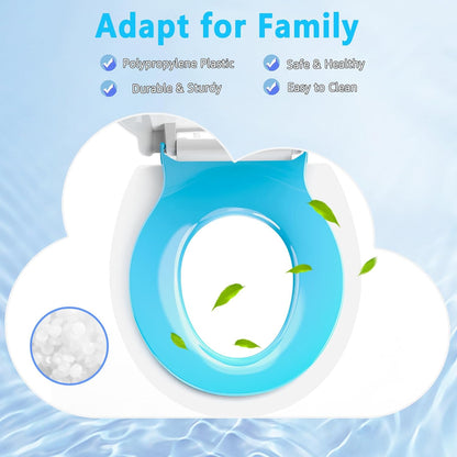 Aünsffer Toddler Toilet Seat with Potty Training Seat Round 16.5inch, 2 in 1 Toilet Seat for Family Built-in Baby Seat Removable, Soft Close + Easy Clean, PP Safe Material, Pink