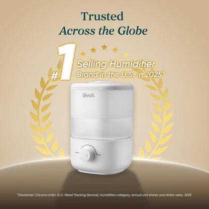 LEVOIT Dual 200S Smart Humidifiers for Bedroom, Top Fill, Customize Humidity for Home, Baby Nursery & Plants with Humidistat, Essential Oil Diffuser, Schedule, Timer, APP & Voice Control, 3L, Blue