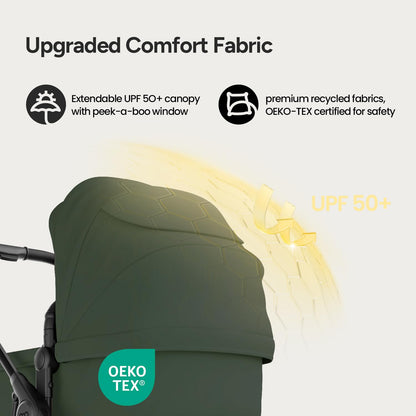 Mompush Baby Stroller, Convertible 2-in-1 with Bassinet Option, Infant Car Seat Compatible, Includes Adapter - Sturdy Full-Size Infant Stroller for Family Adventures