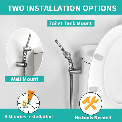 BARROCK Advanced Handheld Bidet Sprayer Set for Toilet, Bathroom Ergonomic Jet Bidet Spray Attachment Kit for Muslim Shower, Feminine Hygiene, Bathing Pets and Washing Baby Cloth Diaper, Matte Black