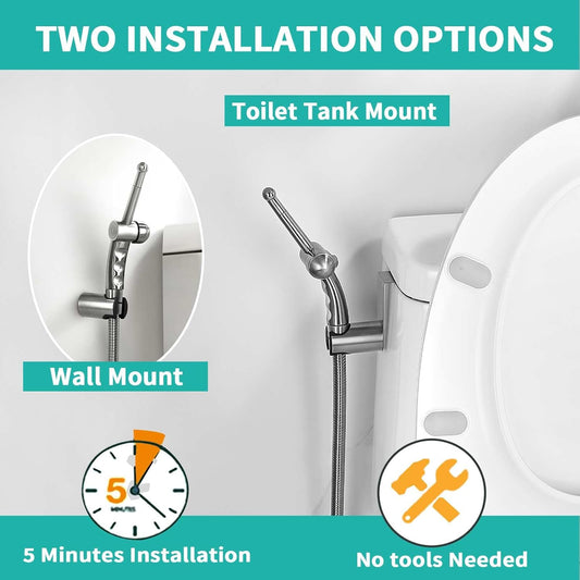 BARROCK Advanced Handheld Bidet Sprayer Set for Toilet, Bathroom Ergonomic Jet Bidet Spray Attachment Kit for Muslim Shower, Feminine Hygiene, Bathing Pets and Washing Baby Cloth Diaper, Matte Black
