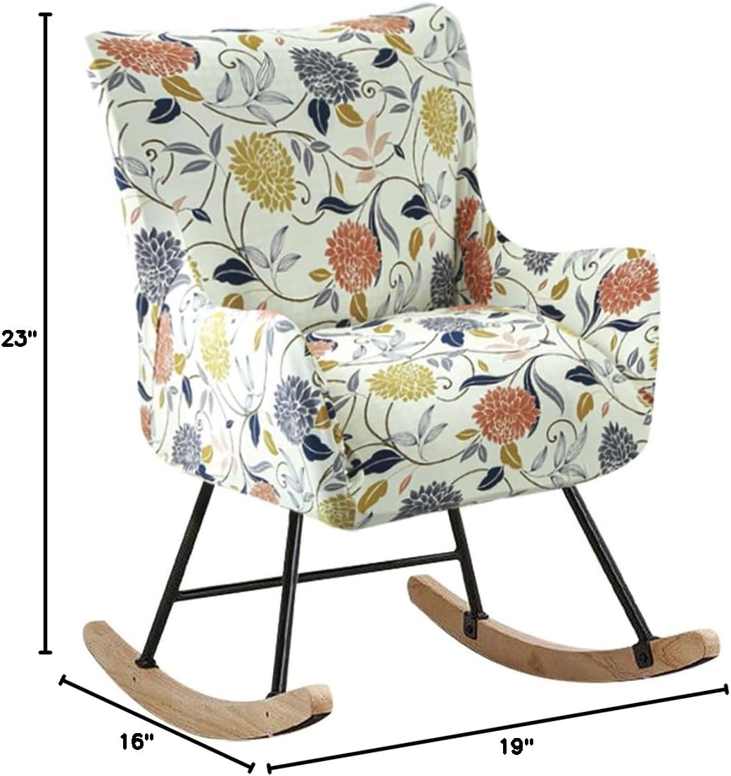 Nursery Rocking Chair Cover Stretchable Glider Chairs Cover Slipcovers Printed Rocking Accent Armchair Slipcover for Living Room Bedroom Offices, 03