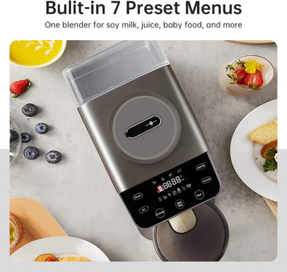 Joydeem Automatic Soymilk Maker Machine, Hot Cooking Blender for Soymilk, Nutmilk, Paste, Baby Food and Juice, 300-600ml Adjustable Capacity, Gray, JD-PB270, 800W