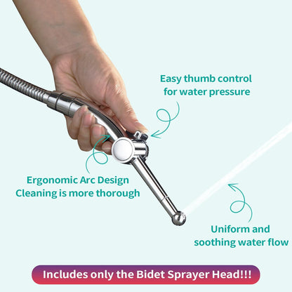 BARROCK Bathroom Hand Held Bidet Sprayer for Toilet Handheld Shattaf Spray Head Attachment Replacement, Adjustable Water Pressure for Feminine, Pets and Baby Diaper Washing, Matte Black