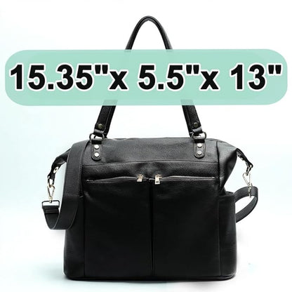 MOMINSIDE Diaper Bag Tote, Leather Diaper Bag Backpack with 13 Pockets, Convertible Baby Bag for Boys Girls, Baby Registry, Changing Pad, Large 4 Insulated Pockets(Black)