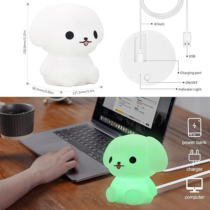 Baby Night Light for Car Seat- Dimming Function 9 Colors Changing Eye Caring Portable Rechargeable & Timing Bedside Lamp Light Up Toddler Bed Room Travel Essentials Squishy Silicone Infant BPA Free