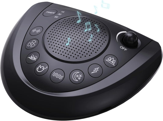White Noise Machine, Portable Sleep Sound Machine with 24 Soothing Sounds, Timer & Memory Function, Headphone Jack, USB Charging, Powered by AC or Battery for Baby, Kids, Adults, Travel