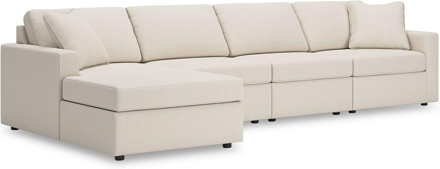 Signature Design by Ashley Modmax Coastal Press-Back Swivel Glider Rocker Recliner with Machine Washable Cover, Hidden Storage Compartments and 2 Bolster Pillows, Beige - Colors B