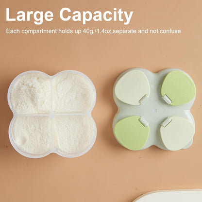 Formula Dispenser No-Spill with Four Compartment, Infant Milk Powder Dispenser Portable On The Go, Kids Snack Formula Containers for Travel Hold Outdoor, Violet