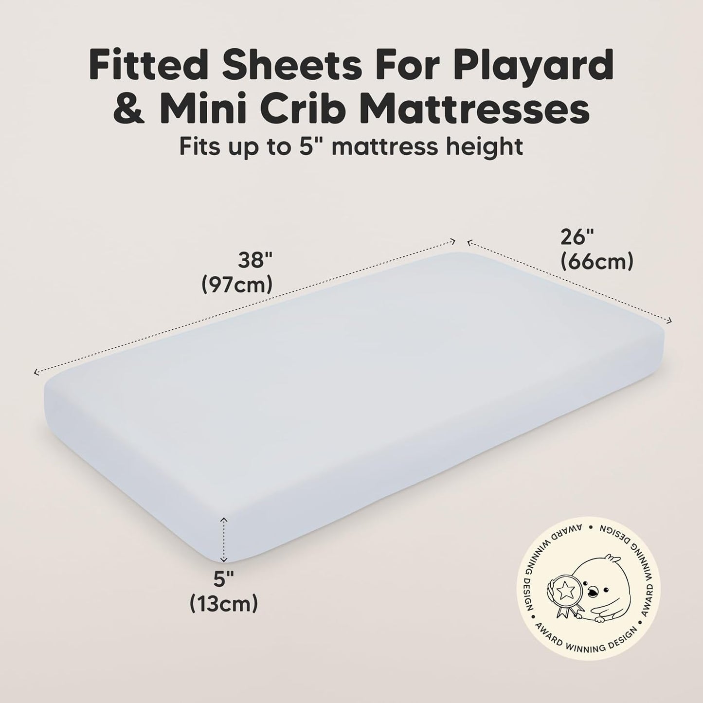 2-Pack Mini Crib Sheets Fitted - 38x26 Pack N Play Sheets for Pack and Play Mattress, Organic Cotton, Soft & Breathable Playard Bedding, Neutral Mini Toddler Bed Cover for Boys, Girls (Dragon Tale)