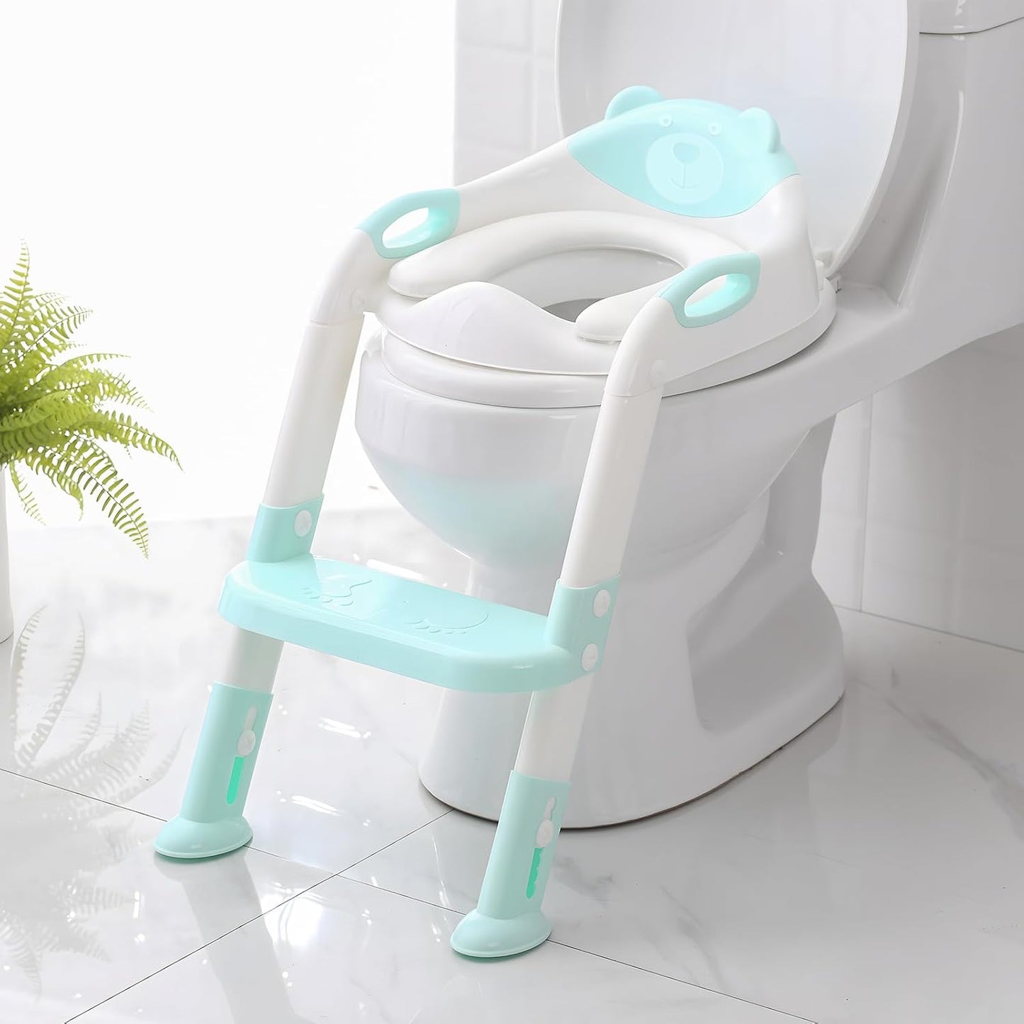 Potty Training Seat, SKYROKU Upgrade Toddler Toilet Seat for Kids Boys Girls, 2 in 1 Potty Training Toilet, Splash Guard Anti-Slip Pad Step Stool,New Sector-Shape Stabilized Base (8899+Grey)