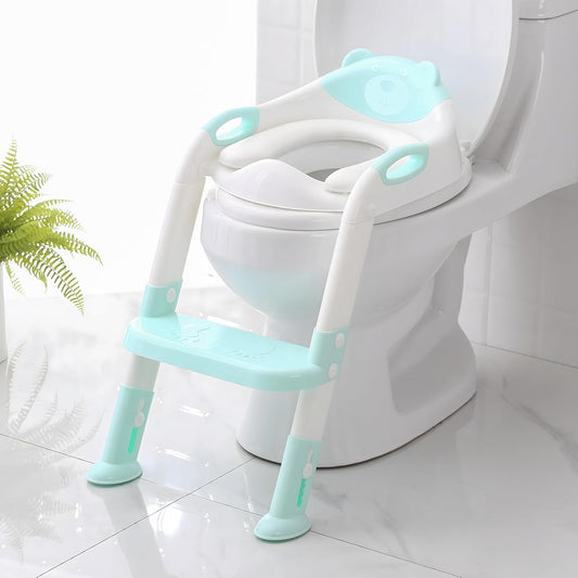 Potty Training Seat, SKYROKU Upgrade Toddler Toilet Seat for Kids Boys Girls, 2 in 1 Potty Training Toilet, Splash Guard Anti-Slip Pad Step Stool,New Sector-Shape Stabilized Base (8899+Grey)