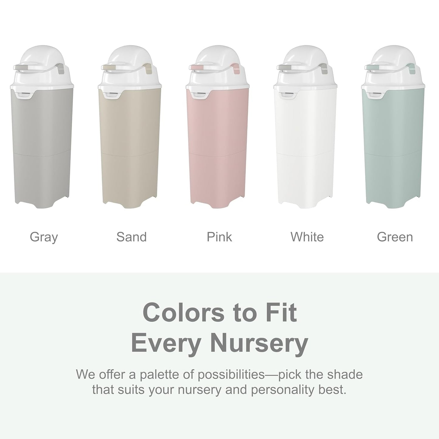 Foundations Tall Diaper Pail with Airtight Lid - Durable & Odorless Diaper Disposal, Large Capacity, Holds up to 60 Newborn Diapers, Refill with Any Bags, Baby Registry Gift - Gray (9612057)