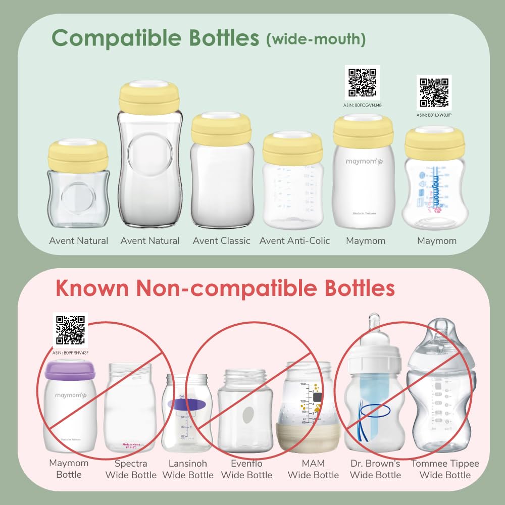 Maymom Screw Lids Aka Travel Caps with Rewritable Sealing Disc Compatible with Avent Bottle, Maymom Wide Mouth Bottles; Cap Replace Avent Natural Bottle Sealing Ring and Sealing Disc, 6pcs. (Blue)