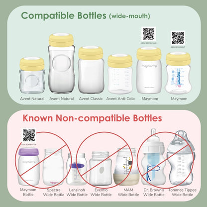 Maymom Screw Lids Aka Travel Caps with Rewritable Sealing Disc Compatible with Avent Bottle, Maymom Wide Mouth Bottles; Cap Replace Avent Natural Bottle Sealing Ring and Sealing Disc, 6pcs. (Blue)