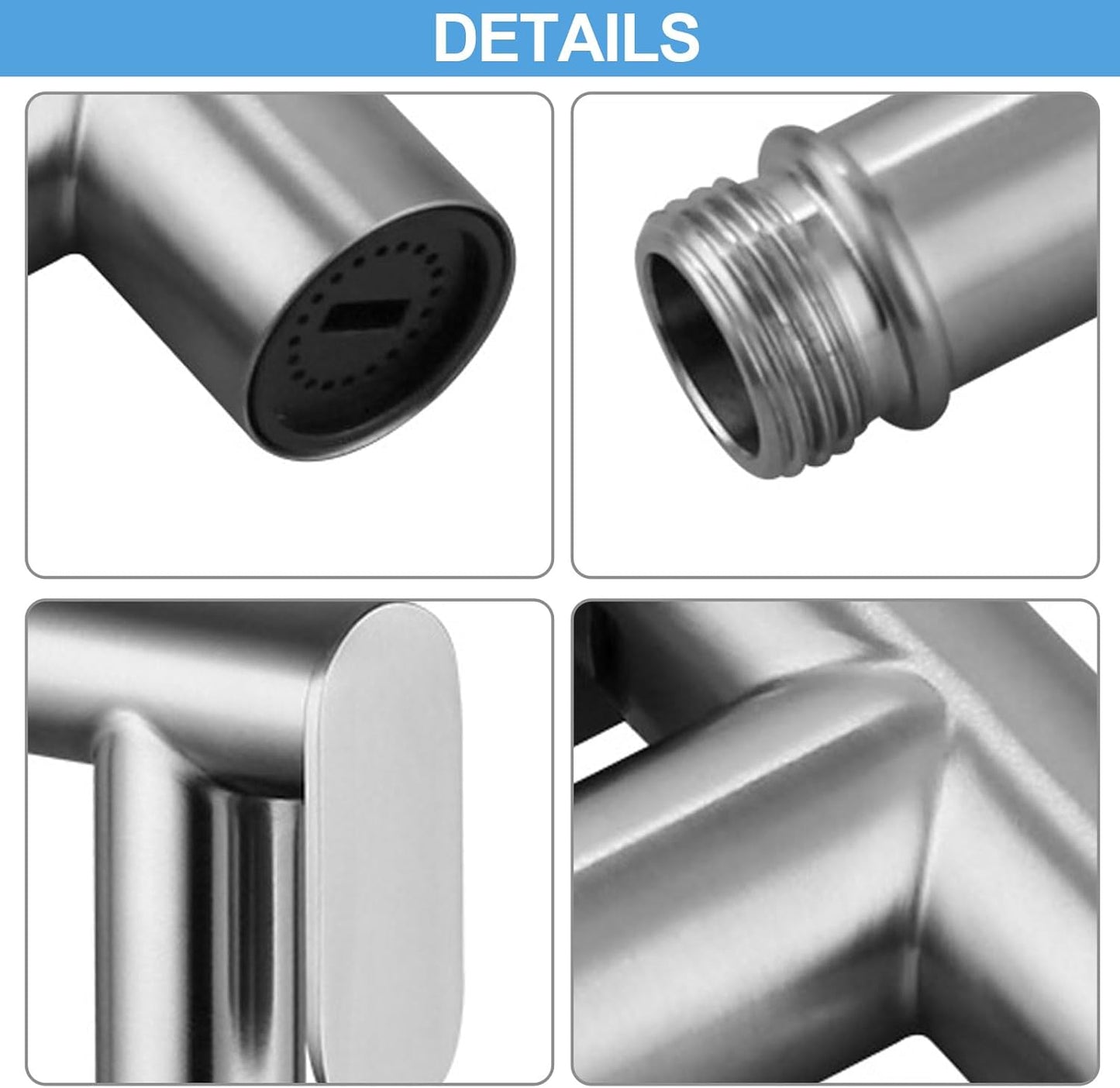 2 Pack Handheld Toilet Bidet Sprayer, Adjustable Water Pressure Stainless Steel Jet Spray Attachment with Hose for Feminine Wash, Cloth Diaper, Pet Shower, Bathroom Cleaning