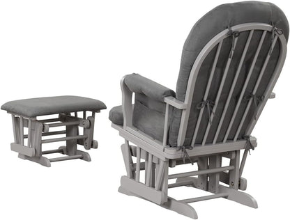 Angel Line Grayson Glider and Ottoman, Black w/Beige Cushion