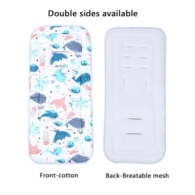 Baby Stroller Seat Liner Kids Pushchair Seat Cushion Mat Universal Breathable Stroller Liner Insert Stroller Cushion Pad Thick Cotton Stroller Liner Seat Pad Cover for (Whale &Octopus)