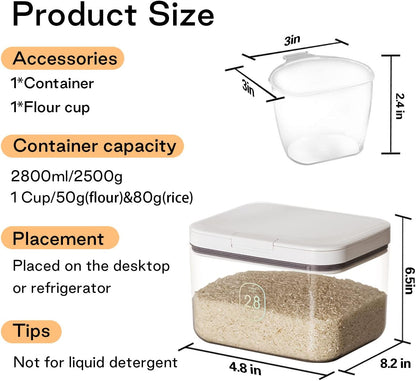 Flour Container - 5.5 L /5.81qt/5kg Large Flour Dispenser Keep Your Flour Fresh and Dry Easily with Kitchen Essential