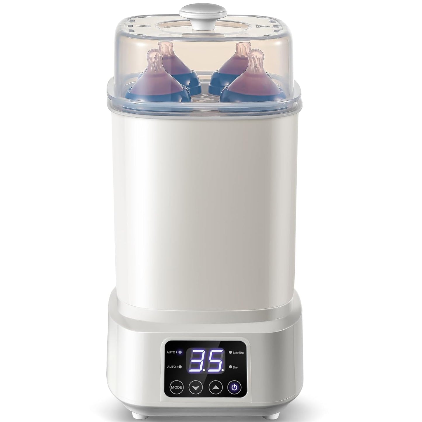 AMZBABYCHEF 4-in-1 Baby Bottle Steamer and Dryer, Electric Steamer with Fast Drying, Universal Fit for All Bottles, LED Touch Screen & Auto Shut-Off Protection (Grey)