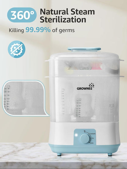 Grownsy Adjustable 4 in 1 Large Bottle Sterilizer and Dryer, 8 Bottles Capacity,Electric Steam Baby Bottle Sterilizer, Sanitizer for Baby Bottles & Pacifiers, Breast Pump Parts
